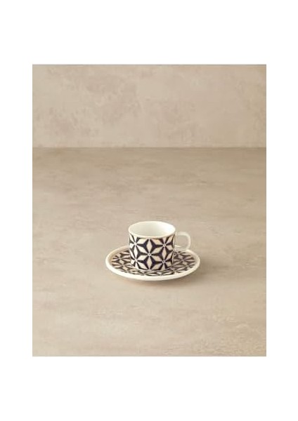 Home Modern Sense Bone Porselen 4 Parça 2 Kişilik Kahve Fincan Takımı Siyah