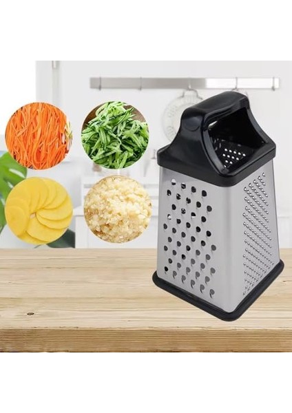 Silikon Saplı 4 Yüzeyli Kaymaz Tabanlı Paslanmaz Çelik Rende - Ergonomik Tasarım, Pratik Kullanım ve Çok Amaçlı Rendeleme Özelliği ile Mutfakta Vazgeçilmez Yardımcınız