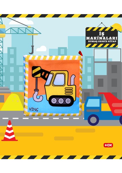 Iş Makinaları Kumaş Sessiz Kitap - Bez Kitap