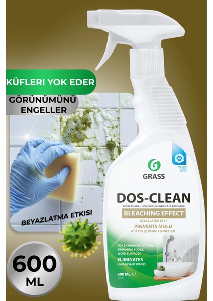 Dos- Clean Güçlü Etkili Çok Amaçlı Beyazlatıcı & Dezenfektan Temizleyici - Tuvalet, Lavabo, Fayans, Kireç ve Leke Çözücü - Küf Önleyici - Iz Bırakmayan Hijyenik Ev Temizlik Ürünü