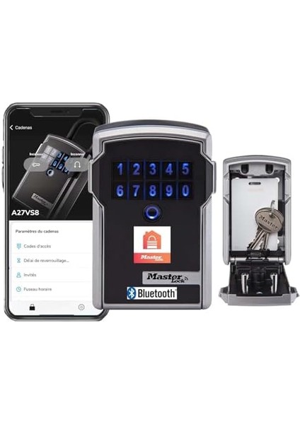 Lock 5441EURD Bluetooth Anahtar Kasa [büyük] - Güvenli ve Akıllı Anahtar Güvenli, 9 V, Siyah
