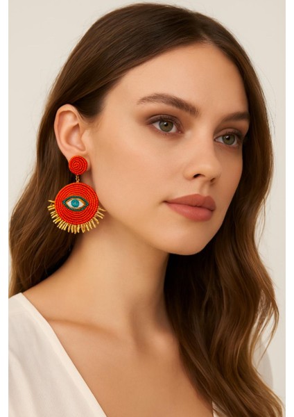 El Yapımı Boncuklu Şans Gözü Küpe