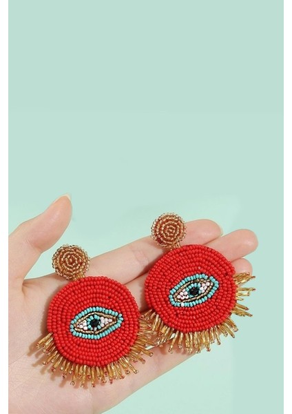 El Yapımı Boncuklu Şans Gözü Küpe fiyatları