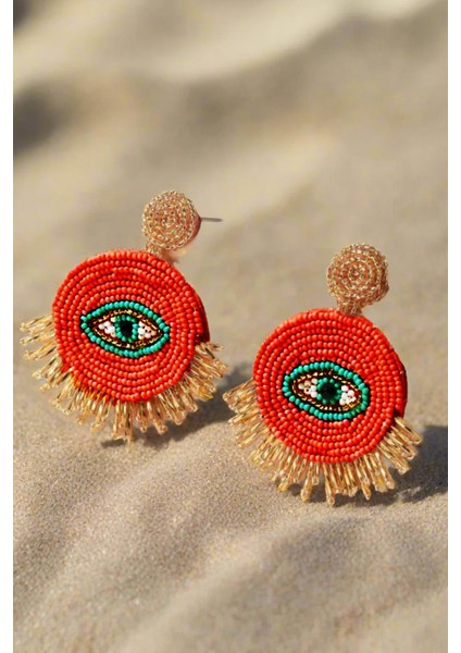 El Yapımı Boncuklu Şans Gözü Küpe indirimleri