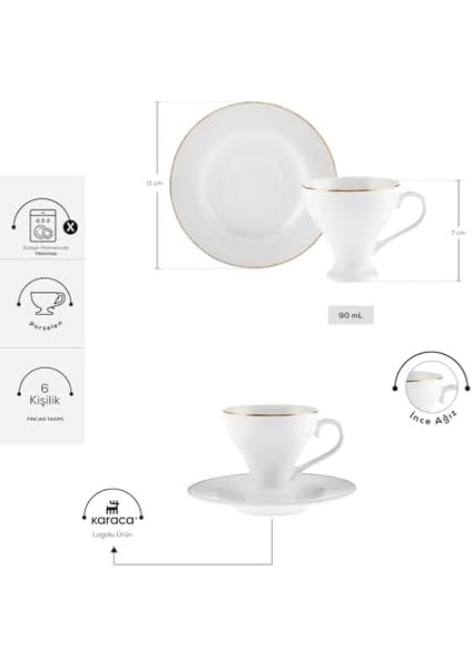 Boyoz 6 Kişilik Kahve Fincan Takımı, 85 ml modelleri