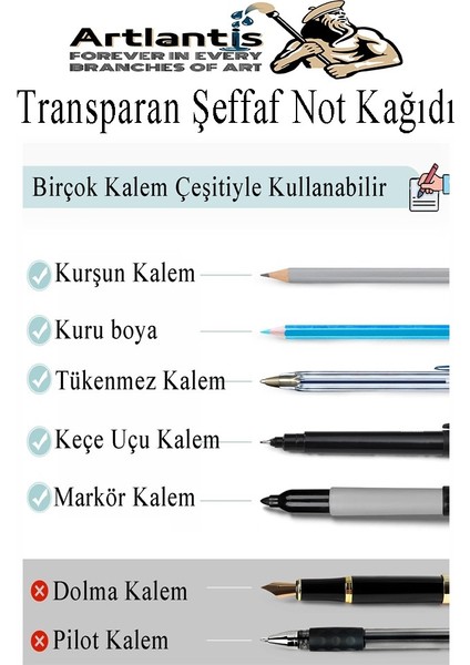 Yapışkanlı Şeffaf Not Kağıdı 50 Yaprak 2 Paket Kare Transparan Postit 75X75MM Yarı Saydam Işaretleyici Aydınger Not