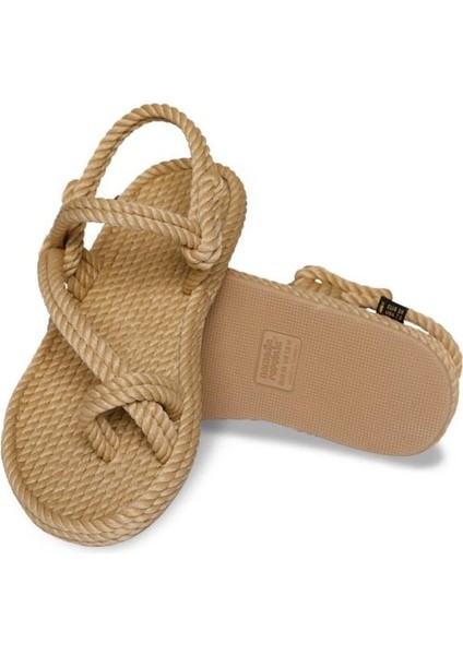Hawaii Kauçuk Tabanlı Kadın Halat Sandalet - Bej