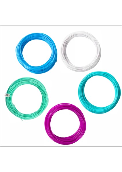 3D Kalem Için Açık Renkler(Açık Mavi,turkuaz,su Yeşili,eflatun,beyaz) Pla Filament Seti