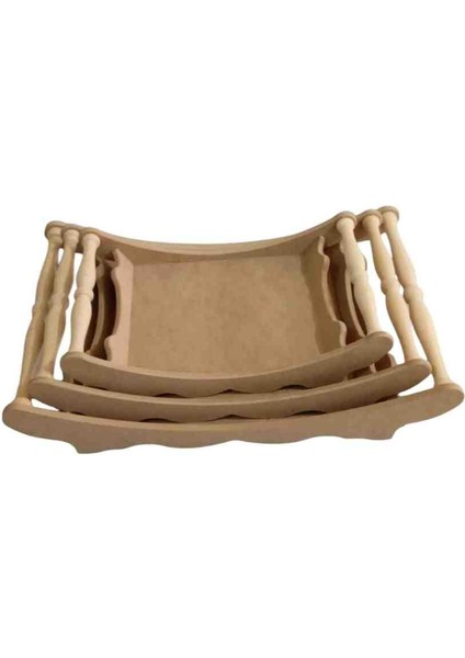 Mdf 3'lü Dekoratif Tepsi Seti