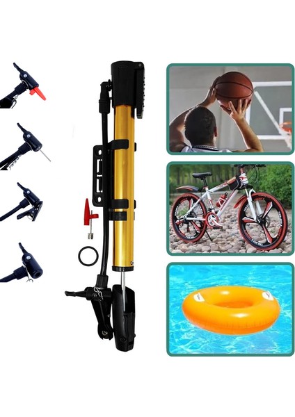 Bisiklet Popması Top Havuz Pompası Sporcu Çok Fonksiyonlu Aliminyum El Pompası Bisiklete Montaj Apar
