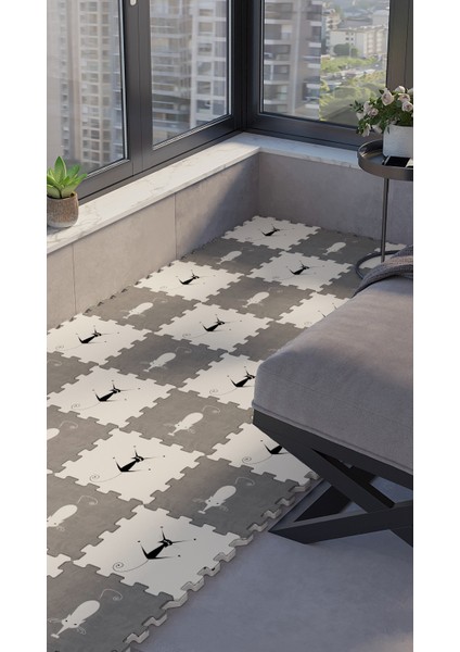Dijital Baskılı Kedi Desenli Balkon Halısı/yapboz Halı/puzzle Halı/ Japon Halı