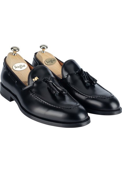 Loafer Gümüş Harflerle Kişiselleştirilebilir Açma Deri Ayakkabı