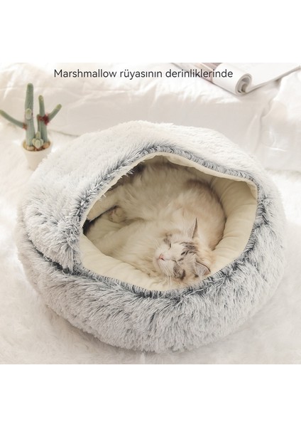 Evcil Hayvan Yuvası Yarı Kapalı Kedi Yuvası Sıcak Kristal Kadife (Yurt Dışından)