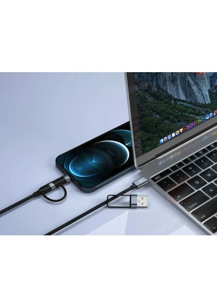 Apple iPhone 15 Pro / 15 Pro Max / 16 Pro / 16 Pro Max Uyumlu 4in1 120W Hızlı Şarj Kablosu
