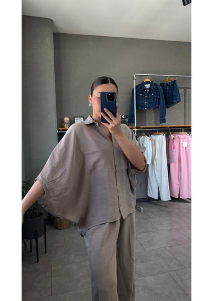 Oversize Tensel Kadın Gömlek