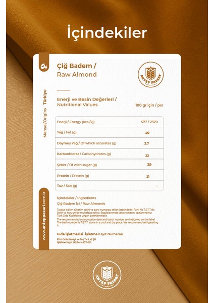 Çiğ Badem 2'li Paket 1 kg x 2 Adet