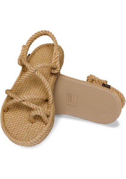 Ibiza Kauçuk Tabanlı Kadın Halat Sandalet - Bej