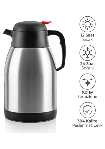 2 Litre Çelik Termos PNG-1200P, Penguen Çay Termosu fiyatları