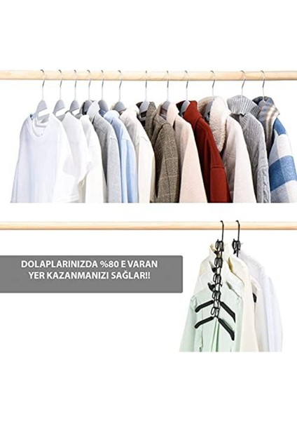 Çağur Co. 5 Li Dolap Düzenleyici Elbise Askısı 5 Kıyafet = 1 Askı (2 Set) Yeni 1109945