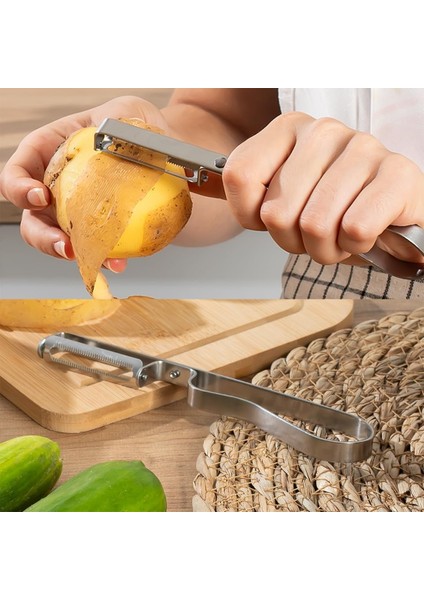 16563-9 Çok Amaçlı Paslanmaz Metal Yan Soyacak - Meyve Sebze Soyacağı Patates Havuç Soyacak