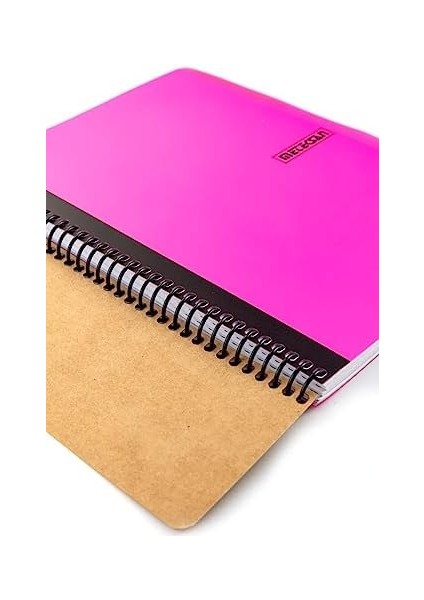 Capricorn Neon Serisi, A4, 6 Konulu (3 Kareli, 3 Çizgili) 180 Yaprak Pp Kapaklı Spiralli Defter, Pembe
