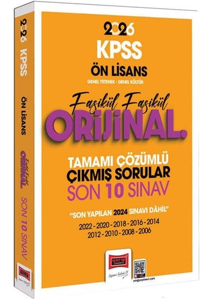 Yargı 2026 Kpss Ön Lisans Gy-Gk Fasikül Fasikül Orijinal Tamamı Çözümlü Çıkmış Son 10 Sınav
