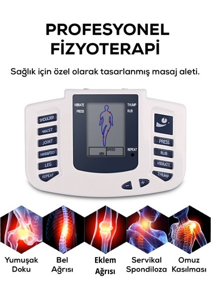 Terlikli ve Yapışkan Pedli Fizik Tedavi Tens Cihazı- Masaj Aleti, 4 Mod, 8 Güç Seviyesi fiyatları