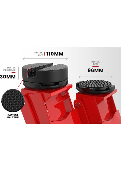 - Hidrolik Araç Krikosu 3 Ton Kapasiteli - Kaldırma Yüksekliği: 75 - 505 Mm. - Çift Kauçuk Yastıklı - Profesyonel Araç Bakım Krikosu - Hidrolik 360° Tekerlekler