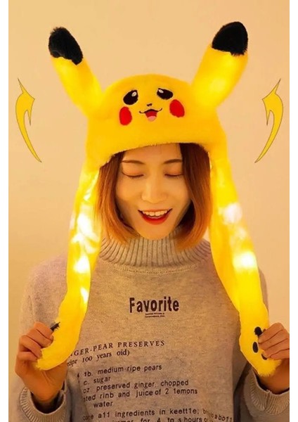 Pokemon Pikachu Peluş Oyuncak Şapka- LED Işıklı, Hareketli Kulaklı, Patili Eğlenceli Tasarım fiyatları
