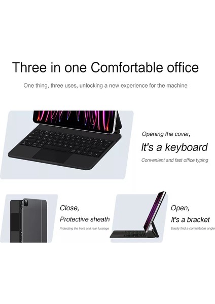 Apple iPad Pro 13 Inc M4 (2024) Bluetoothlu Touchpadli Manyetik Kapaklı Magic Ingilizce Q Keyboard A2925 A2926