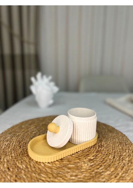 3 Parça Çok Amaçlı Organizer Seti | Takı, Pamuk ve Oda Kokusu Standı Nature Serisi