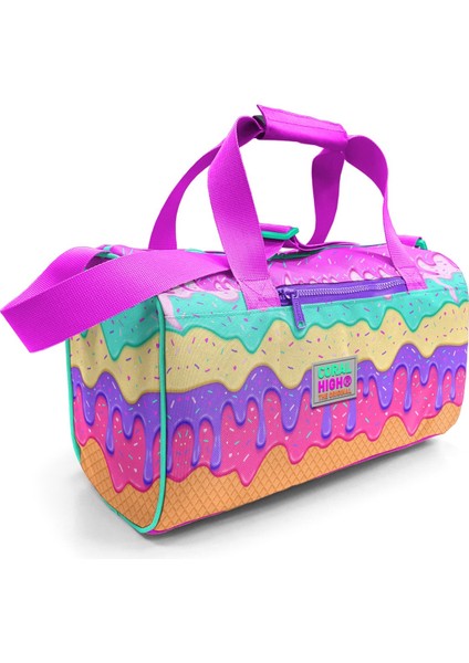 Pembe Rengarenk Dondurma Desenli Spor Çantası 27515
