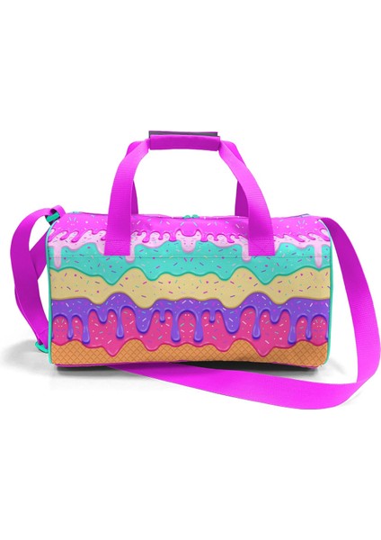 Pembe Rengarenk Dondurma Desenli Spor Çantası 27515 modelleri