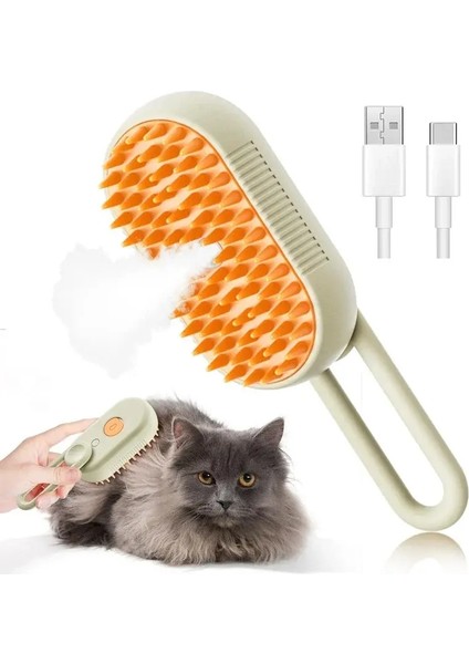 3-1 Arada Köpek Saçı Saç Fırçası Elektrikli Evcil Hayvan Temizleme Fırçası Buhar Sprey Fırçası Masaj Epilasyon Tarak Anti Uçuş Fırçaları Renk: Kahverengi (Yurt Dışından)