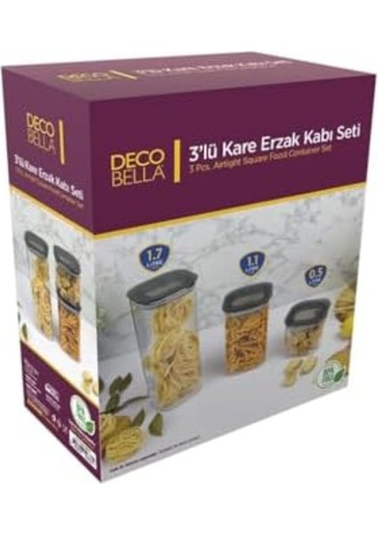 Kdroglu 3 'lü Kare Erzak Kabı Seti New Desing 1109836 modelleri