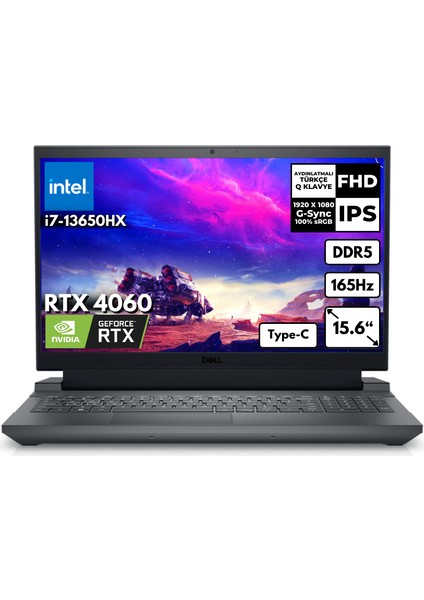 G15 5530 I7-13650HX 24-GB DDR5 512 GB SSD RTX4060 (8GB-140W) 15.6" Fhd 165Hz Windows 11 Home Gaming Laptop G155530014UHMF48