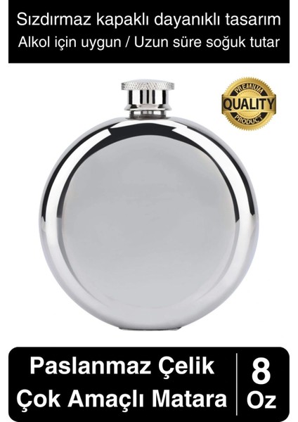 Limited Edition 8 Oz Paslanmaz Çelik Sızdırmaz Alkol Sıvı Içecek Kamp Cep Su Matarası