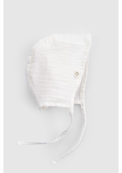 Organik Pamuk Müslin Ekru Bebek Ingiliz Şapka