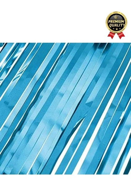 Premium Dekorasyon Püsküllü Işıltılı Doğum Günü Cinsiyet Partisi Mavi Masa Kenarı Eteği 70*250 cm