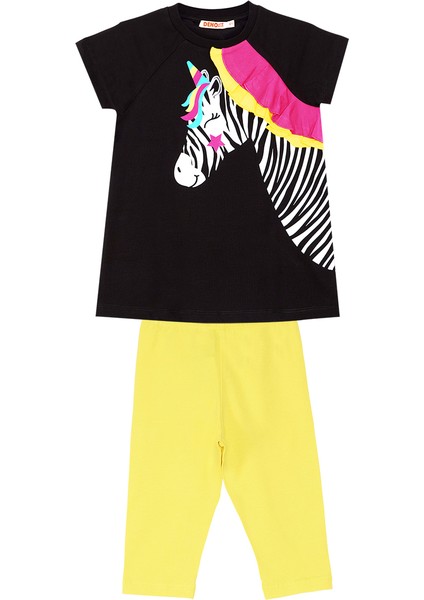 Zebracorn Siyah Kız Çocuk Tunik Tayt Takım modelleri