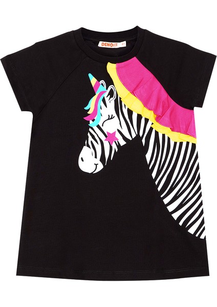 Zebracorn Siyah Kız Çocuk Tunik Tayt Takım indirimleri