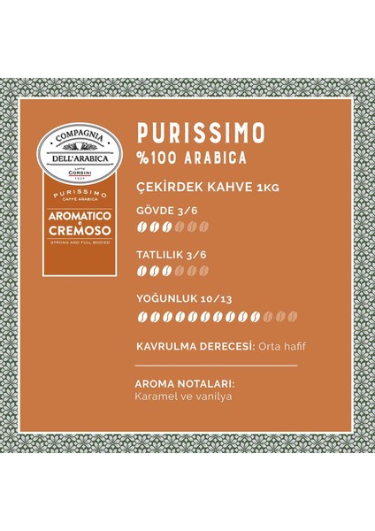 Purissimo %100 Arabica Çekirdek Kahve 1kg modelleri