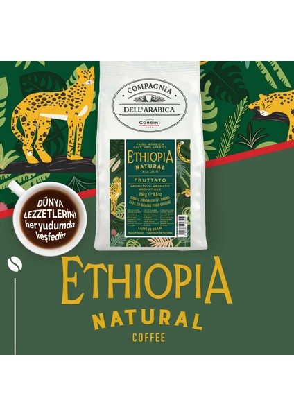 Etiyopya %100 Arabica Çekirdek Kahve 250 gr fiyatları