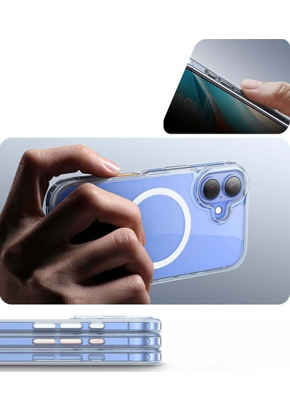 Apple iPhone 16 Magsafe Kablosuz Şarj Destekli Sert Silikon Şeffaf Kapak ve 5d Ekran Koruyucu fiyatları