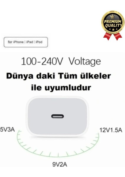 Iphone Uyumlu Type-C Kablo 20W Hızlı Şarj Adaptörü Yeni Serilere Uygun 7 8 x 11 12 13 14 15 Plus Pro