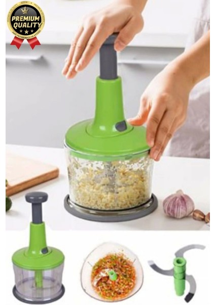 Premium Pratik Paslanmaz Çelik Sebze Meyve Soğan Doğrama Bıçaklı Üstten Basmalı El Rondosu Blender fiyatları