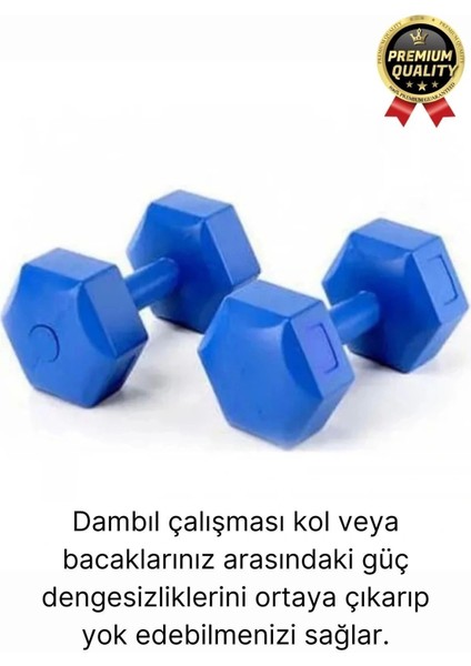 Premium Fitness Spor Egzersiz Vücut Kas Geliştirme Mavi 4 Kg Dambıl Ağırlık Seti - 2 Adet modelleri