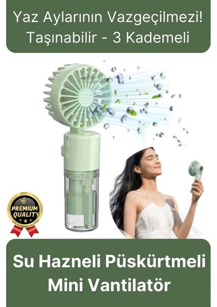Taşınabilir Serinletici Klima Usb Şarjlı 3 Kademeli 1200 Mah Su Hazneli Püskürtmeli Mini Vantilatör
