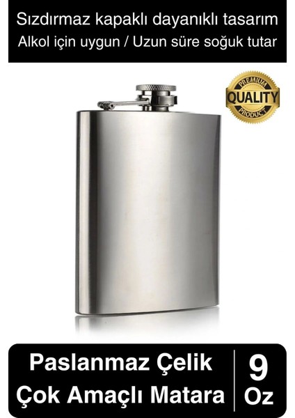 Limited Edition Sızdırmaz Paslanmaz Çelik 9 Oz Alkol Sıvı Içecek Kamp Cep Su Matarası