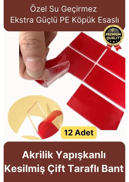 Çok Amaçlı Güçlü Su Geçirmez Hazır Kesilmiş Şeffaf 25X30MM Pe Köpük Çift Taraflı Asma Bant-12 Adet